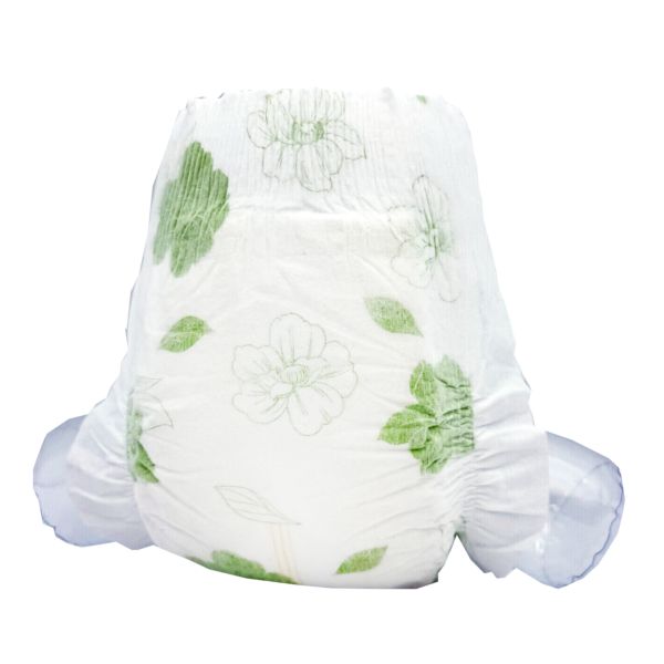 Plant-based eco-friendly baby diaper made with chlorine-free fluff pulp
