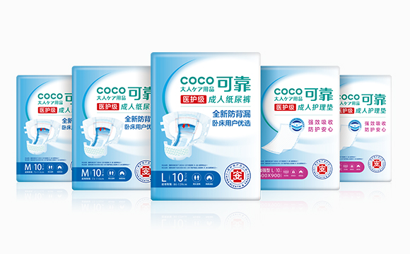 COCO high-absorbency adult diaper for overnight use with elastic waistband and leak-proof design, suitable for elderly or bedridden users.