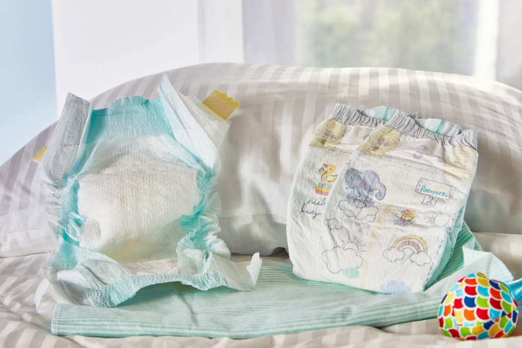 Premium-quality baby diapers by Pampers, known for soft materials and leak protection—industry benchmark for absorbency and comfort.