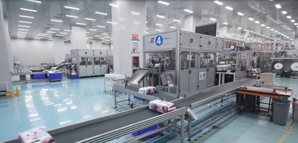 TIANZHENG diaper manufacturing facility with automated production lines and quality control system